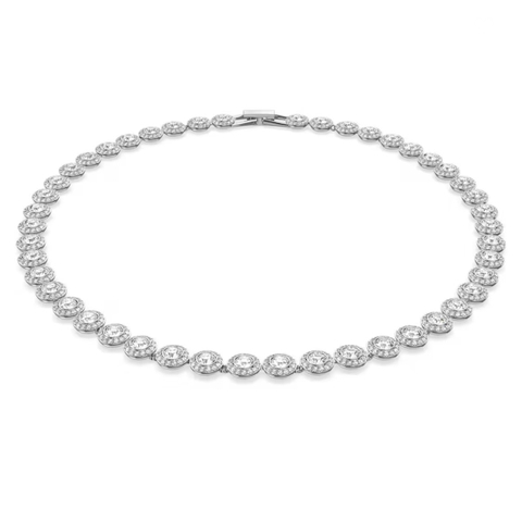 SWAROVSKI Una Angelic Tennis necklace (Round cut, White, Rhodium plated) - Dây cổ, dây chuyền pha lê trắng - JEWELRY NECKLACE