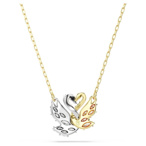 SWAROVSKI Swan pendant (White, Gold-tone plated) - Dây cổ, chuyền thiên nga cặp đôi, đính pha lê - JEWELRY NECKLACE