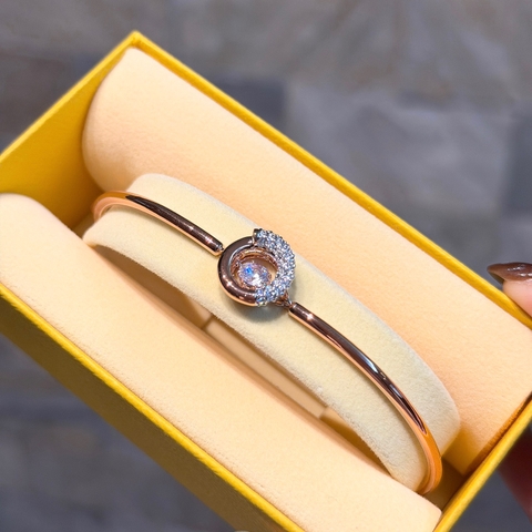 CHÍNH HÃNG - SWAROVSKI Dextera bangle (Round cut, White, Rose gold-tone plated) - Vòng, lắc tay, pha lê trắng - JEWELRY BRACELET