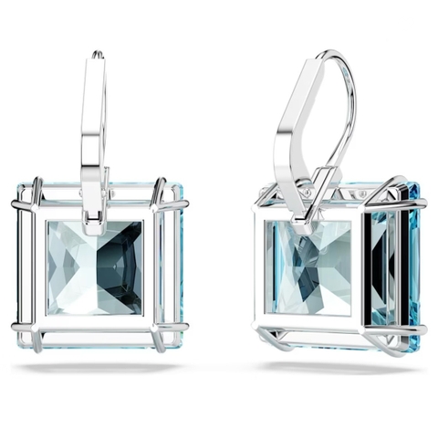 SWAROVSKI Millenia drop earrings (Square cut, Blue, Gold-tone plated) - Khuyên tai pha lê xanh biển - JEWELRY