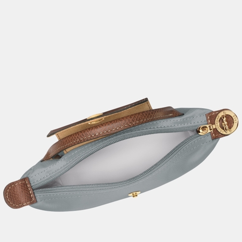 MINI SIZE - TÚI LONGCHAMP LE PLIAGE ORIGINAL POUCH WITH HANDLE - STEEL - Recycled Canvas - Túi xách màu xanh xám