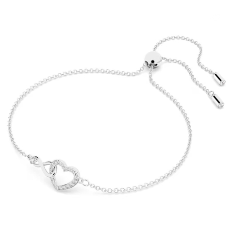 SWAROVSKI Hyperbola bracelet (Infinity and heart, White, Rhodium plated) - Vòng, lắc tay hình tim, pha lê trắng - JEWELRY