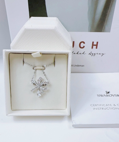 SWAROVSKI Hyperbola Volta necklace (Bow, Small, White, Rhodium plated) - Dây cổ, dây chuyền thiên hình nơ trắng - JEWELRY NECKLACE