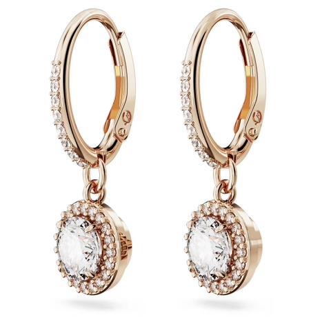 SWAROVSKI Una Angelic drop earrings (Round cut, Pavé, White, Rose gold-tone ) - Khuyên tai, pha lê tròn, màu vàng hồng - JEWERY