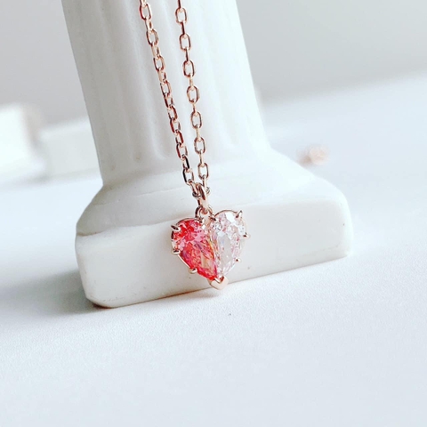 SWAROVSKI Gema Heart necklace (Heart, Pink, Rose gold-tone plated) - Dây cổ, dây chuyền tim ghép trắng và hồng - SWAROVSKI - JEWELRY NECKLACE