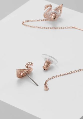 SWAROVSKI Dazzling Swan drop earrings (Pink, Rose gold-tone plated) - Khuyên tai thiên nga pha lê hồng - JEWELRY