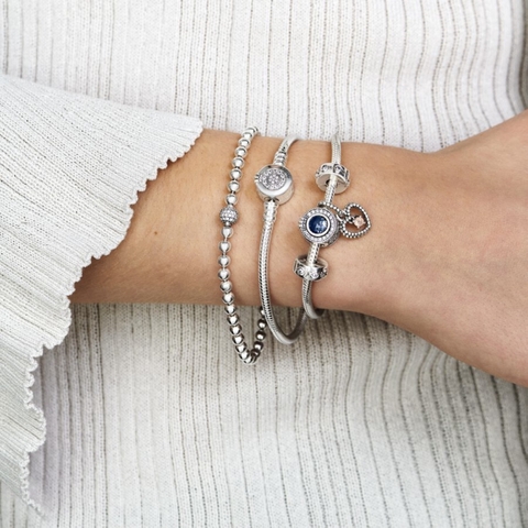 Pandora Moments Snake Chain Bracelet (Crown O Clasp, Silver Sterling) - Vòng/lắc tay bạc 925, khoá tim vương miệng, dáng mềm - JEWELRY BRACELET