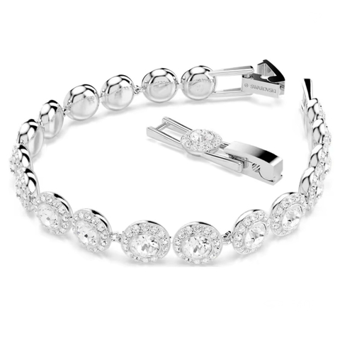 SWAROVSKI Una Angelic Tennis bracelet (Round cut, White, Rhodium plated) - Vòng/lắc tay pha lê trắng, dây trắng - JEWELRY