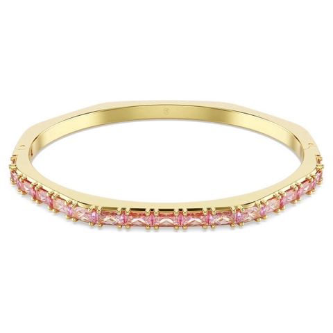 CHÍNH HÃNG - SWAROVSKI Matrix bangle (Baguette cut, Octagon shape, Pink, Gold-tone plated) - Vòng, lắc tay, pha lê hồng - JEWELRY BRACELET