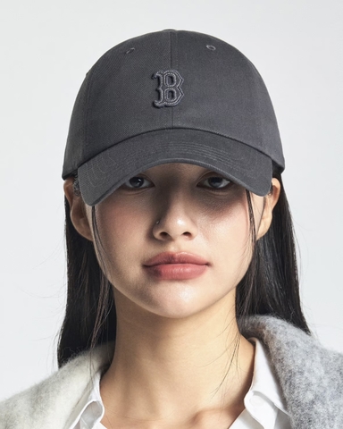 MLB Basic small logo unstructured ball cap Boston Red Sox Charcoal Grey - Mũ lưỡi trai, nón kết màu xám