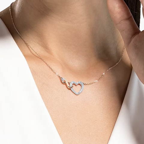 SWAROVSKI Hyperbola necklace (Infinity and heart, White, Mixed metal finish) - Dây cổ, dây chuyền, hình tim vô cực vĩnh cửu - JEWELRY NECKLACE