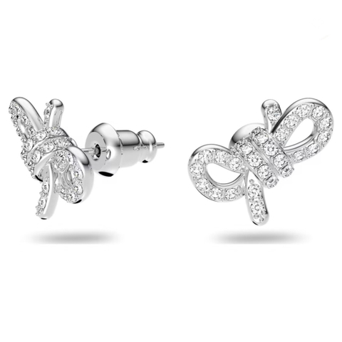 SWAROVSKI Lifelong Bow earrings (Bow, White, Rhodium plated) - Khuyên tai hình nơ trắng - JEWELRY