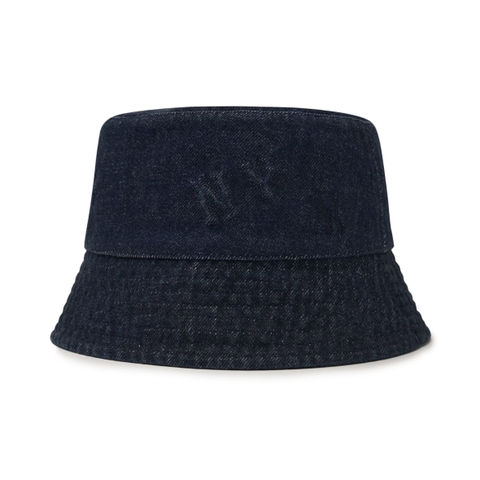 Mũ MLB Classic Monogram Random Tonal Tone Emboss Denim Bucket Hat Drop Fit New York Yankees Dark Blue - Mũ vành tròn màu xanh đậm