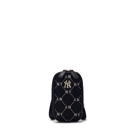 Túi MLB Diamond Monogram Phone Pouch New York Yankees Black crossbody bag - TÚI ĐEO CHÉO MÀU ĐEN