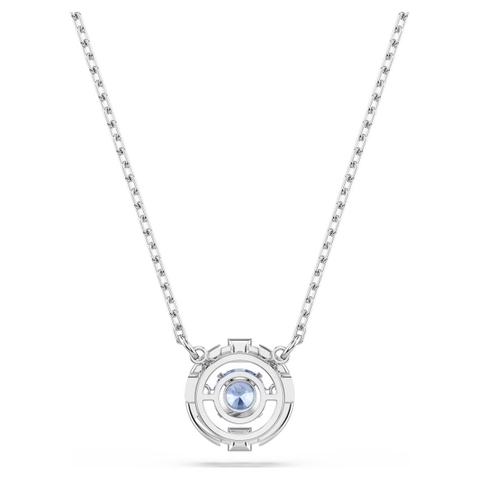 CHÍNH HÃNG - SWAROVSKI Una Sparkling Dance necklace (Round, BLUE, Rhodium plated) Dây chuyền pha lê xanh chuyển động - JEWELRY