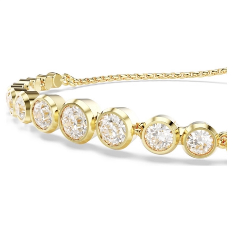 CHÍNH HÃNG - SWAROVSKI Imber bracelet (Mixed round cuts, White, Gold-tone plated) - Vòng, lắc tay, pha lê trắng, tone dây vàng - JEWELRY BRACELET