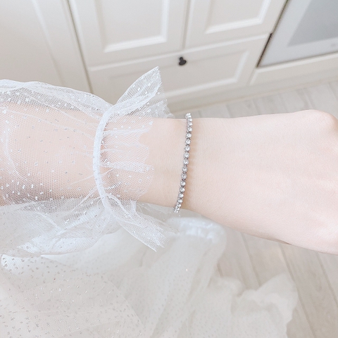 SWAROVSKI Emily bracelet (Round cut, White, Rhodium plated) - Vòng/lắc tay đá pha lê trắng - SWAROVSKI - JEWELRY