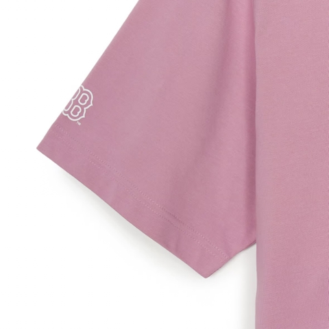 MLB Basic Street Logo Overfit Short Sleeve T-Shirt Boston Red Sox Pink - Áo thun cổ tròn tay lỡ màu hồng