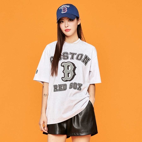 Áo Thun MLB Varsity Overfit Boston Redsox Tshirt 3ATSV0233-43MGL Màu Xám