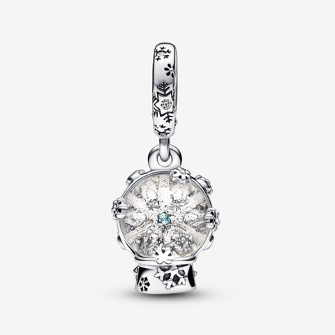 CHÍNH HÃNG - PANDORA Snowflake Snow Globe Dangle Charm (Sterling silver, Murano glass) - Hạt trang trí vòng tay hình quả cầu tuyết thuỷ tinh, bạc 925
(chỉ gồm hạt Charm - không gồm vòng tay). JEWELRY