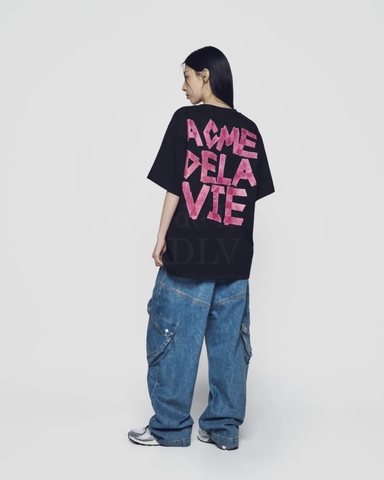 ÁO ADLV TAPE TYPOGRAPHIC BLACK T-SHIRT - ÁO THUN CỔ TRÒN TAY LỠ MÀU ĐEN