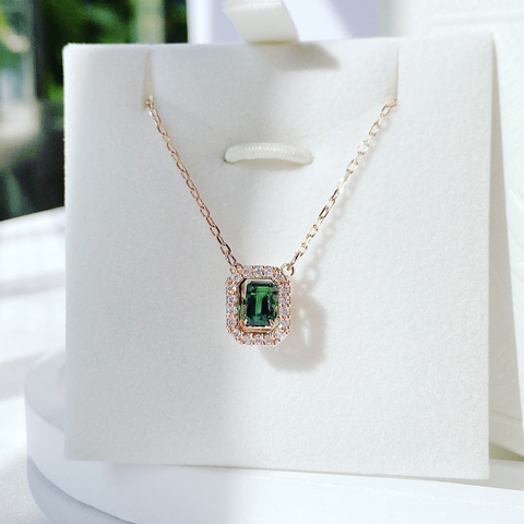 SWAROVSKI Millenia necklace (Octagon cut, Green, Rose gold-tone plated - Dây cổ, dây chuyền đá pha lê xanh chuyển động - SWAROVSKI - JEWELRY NECKLACE