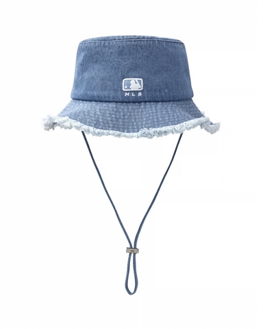 MŨ MLB Color Denim Safari Bucket Hat New York Yankees NY Blue - Mũ vành tròn, có dây thắt, màu xanh