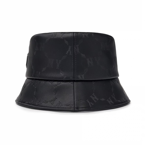 Mũ MLB Diamond Monogram Leather Bucket Hat New York Yankees Black - Mũ vành tròn, chất da, màu đen