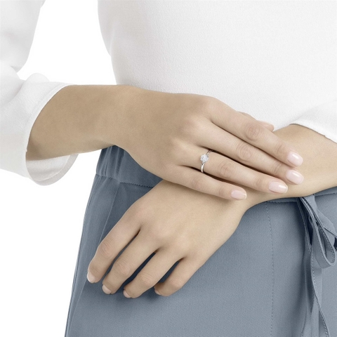 SWAROVSKI Attract ring (Round cut, White, Rhodium plated) - RINGS - Nhẫn đính đá pha lê trắng - JEWELRY