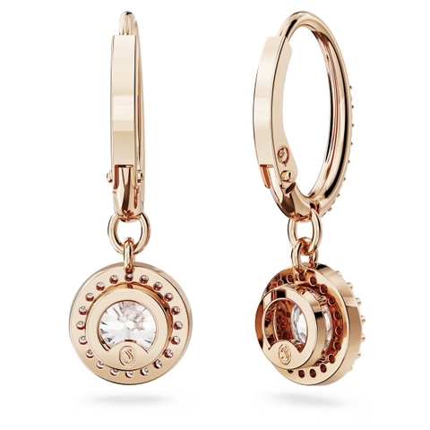 SWAROVSKI Una Angelic drop earrings (Round cut, Pavé, White, Rose gold-tone ) - Khuyên tai, pha lê tròn, màu vàng hồng - JEWERY