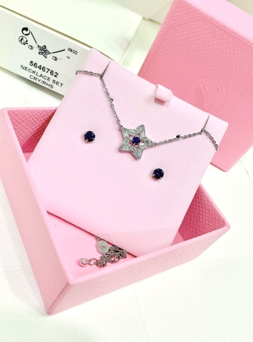SWAROVSKI Stella set (Mixed cuts, Star, Blue, Rhodium plated) - EARRINGS & NECKLACE - Khuyên tai + dây cổ hình sao - SWAROVSKI - JEWELRY