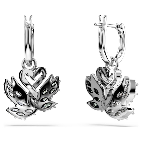 SWAROVSKI Swan drop earrings (Black, Mixed metal finish) - Khuyên tai, cặp đôi thiên nga trắng và đen - JEWERY