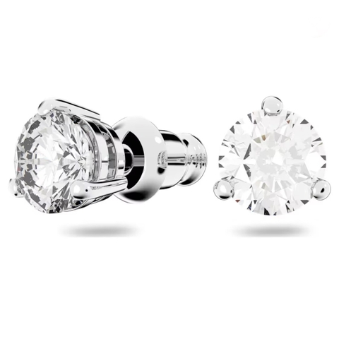 SWAROVSKI Stilla stud earrings 0,6cm (Round cut, White, Rhodium plated) - Khuyên tai pha lê trắng, hạt tròn - JEWERY