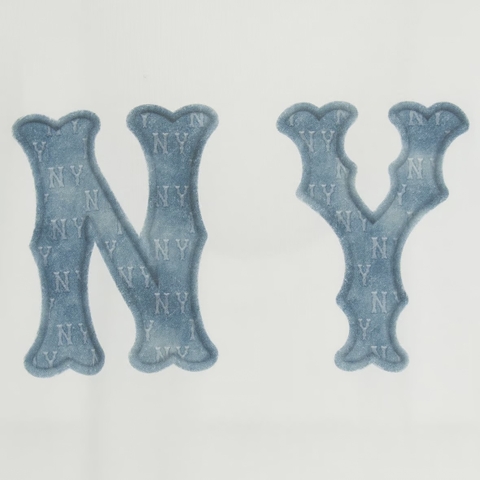 MLB Basic Denim-like Coopers Overfit Functional Short Sleeve T-shirt New York Yankees - Áo thun cổ tròn tay lỡ màu trắng