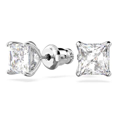 SWAROVSKI Attract stud earrings (Square cut, White, Rhodium plated) - Khuyên tai thiên nga pha lê trắng - JEWELRY