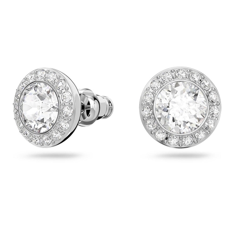 SWAROVSKI Angelic stud earrings (Round cut, White, Rhodium plated) - KHUYÊN TAI PHA LÊ TRÒN - SWAROVSKI - JEWELRY