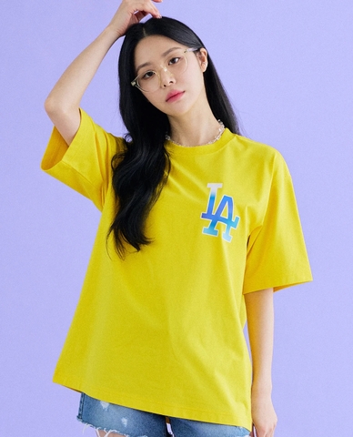 Áo Thun MLB Basic Big Logo Short Sleeve LA Dodgers Yellow Vàng T-SHIRT