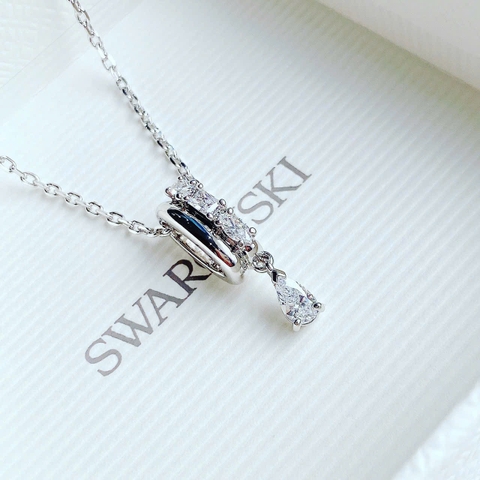 SWAROVSKI Dextera pendant (Mixed cuts, White, Rhodium plated) - Dây cổ, chuyền, đính đá pha lê trắng - JEWELRY NECKLACE