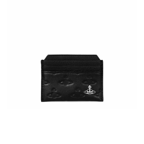CHÍNH HÃNG - VIVIENNE WESTWOOD EMBOSSED SATURN CARD HOLDER BLACK - Ví đựng thẻ, màu đen