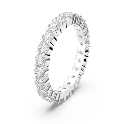 SWAROVSKI Matrix Vittore ring (Round cut, White, Rhodium plated) - RINGS - Nhẫn tròn, pha lê trắng - JEWELRY