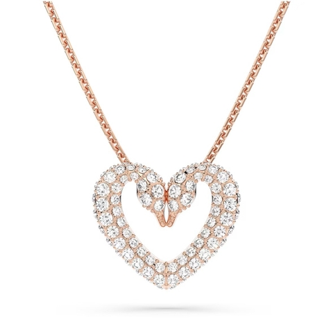 SWAROVSKI Una pendant (Heart, Medium, White, Rose gold-tone plated) - Dây cổ, dây chuyền hình tim - SWAROVSKI - JEWELRY NECKLACE