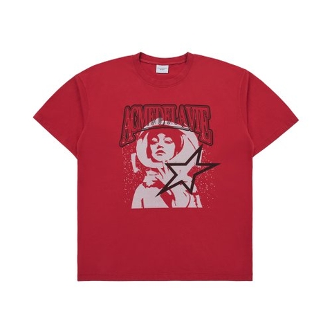 ÁO ADLV AE LOGO ASTRONAUT ARTWORK SHORT SLEEVE T-SHIRT RED - ÁO THUN ĐỎ PHI HÀNH GIA