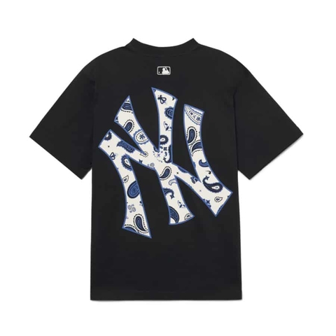 Áo Thun MLB Paisley Clipped Logo Short Sleeve New York Yankees Black 3ATSI0333-50BKS