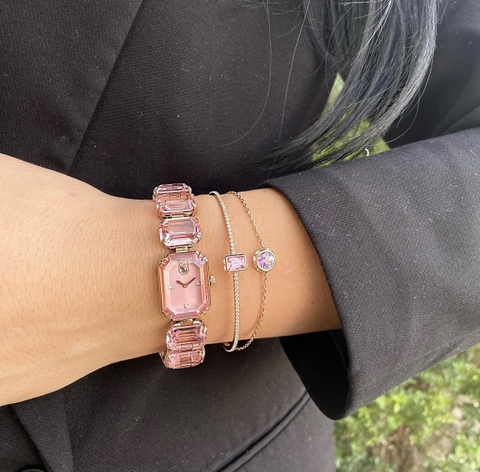 SWAROVSKI Stilla bangle (Mixed cuts, Pink, Rose gold-tone plated) - Vòng/lắc pha lê tone hồng - SWAROVSKI - JEWELR