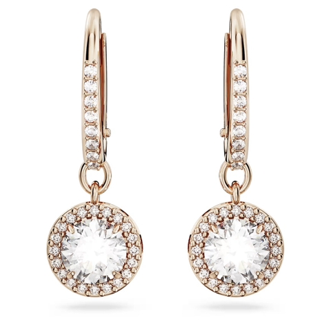 SWAROVSKI Una Angelic drop earrings (Round cut, Pavé, White, Rose gold-tone ) - Khuyên tai, pha lê tròn, màu vàng hồng - JEWERY