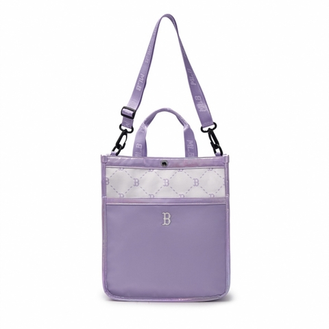 MLB Dia Monogram School Bag Set (backpack + tote crossbody bag) BOSTON RED SOX Lavender - Bộ gồm 2 món (Balo + Túi) màu tím