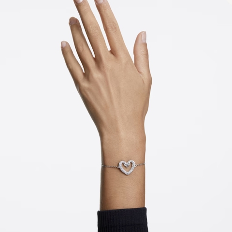 SWAROVSKI Una bracelet (Heart, Medium, White, Rhodium plated) - Vòng/lắc tay hình tim trắng - SWAROVSKI - JEWELRY