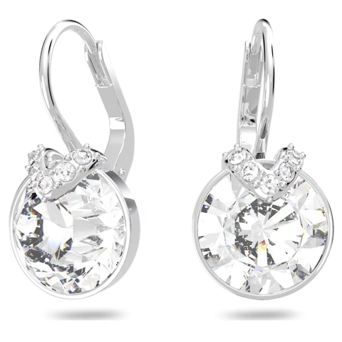 SWAROVSKI Bella V drop earrings (Round cut, White, Rhodium plated) - Khuyên tai tròn, pha lê trắng - JEWERY