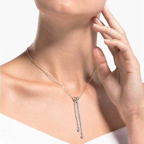 SWAROVSKI Lifelong Heart pendant Y (White, Rose gold-tone plated) - Dây cổ, dây chuyền HÌNH TIM PHỐI ĐÁ - SWAROVSKI - JEWELRY NECKLACE