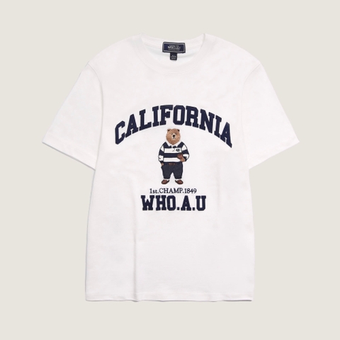 ÁO WHOAU TRẮNG CALIFORNIA BEAR T-SHIRT (mặt sau trơn)